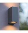 GU10 dubbel fasadvägglampa - IP54 utomhus, grå, upp/ned ljus, aluminium, utan ljuskälla