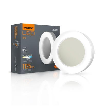 15W LED tak/vägglampa Bulkhead - IP65, 5000K, 19x19cm, vit kant, IK07, utomhus/våtrum