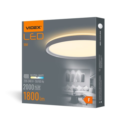 LED taklampa 18W - rund, vit, neutralvit, 230V, 2000lm, förbrukning 18W