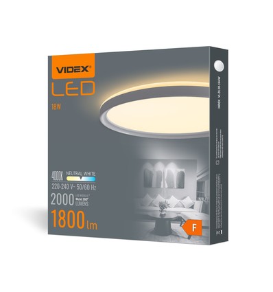 LED taklampa 18W - rund, vit, neutralvit, 230V, 2000lm, förbrukning 18W