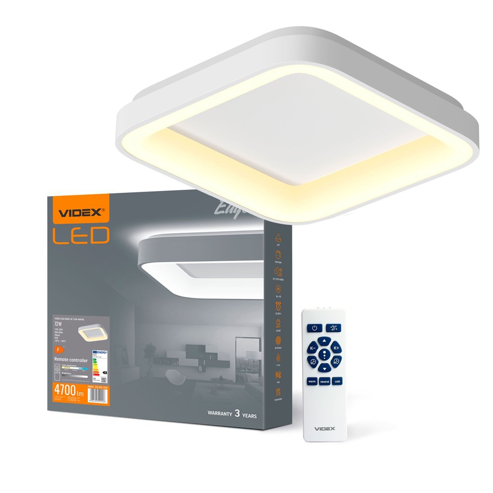 Edge Taklampa 72w 230v 7500lm Vit Dimbar : Via Fjarrkontroll Kulör : Kall