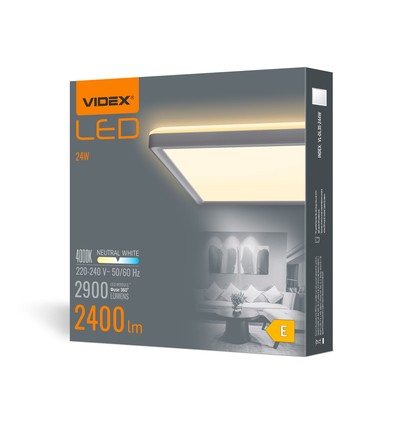 LED taklampa 24W - Fyrkantig, vit, neutral, spänning: 230V, ljusstyrka: 2900, förbrukning: 22