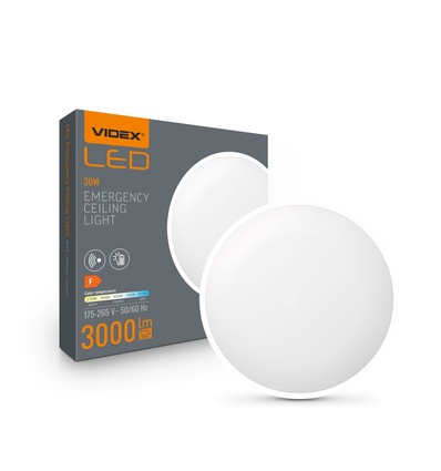 30W LED sensorlampa med nödbelysning - Justerbar watt/CCT, IP44, 3000lm, inbyggt batteri, vit kant