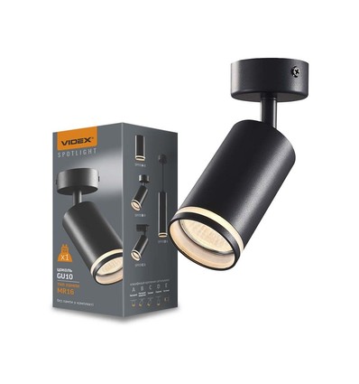 Svart GU10-spot för vägg/tak med ring - Påmontering, utan ljuskälla