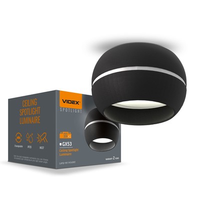 GX53 infälld spot - Svart, aluminium, IP20, 90x90mm, hål: Ø7,3-7,7 cm, utan ljuskälla