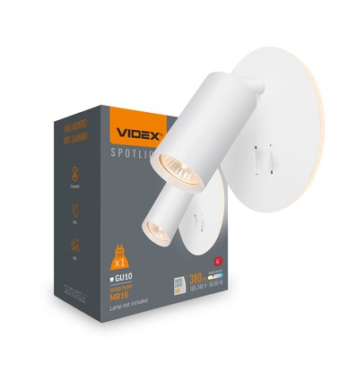 GU10 vägglampa med 5W LED backlight - Vit, inkl. 2 strömbrytare, utan GU10 ljuskälla