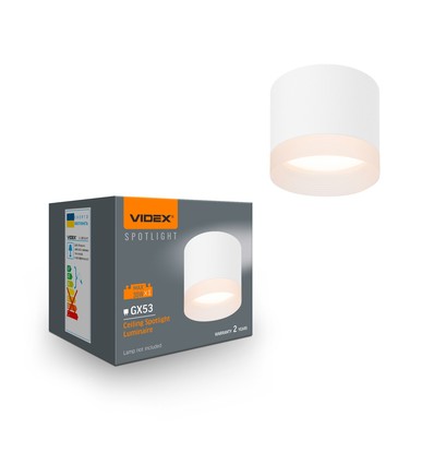 GX53 utanpåliggande spot - Vit, Ø8cm, IP20, IK07, utan ljuskälla