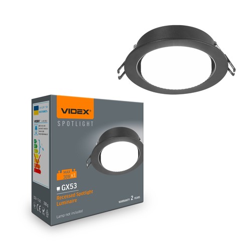 GX53 infälld spot - Svart, aluminium, kvadratisk, IP20, utan ljuskälla