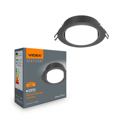 GX53 infälld spot - Svart, aluminium, kvadratisk, IP20, utan ljuskälla