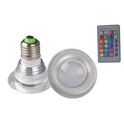 E27 LED Lagertömning: RGB3 - LED lampa, 3W, 230V, fjärrkontroll, E27