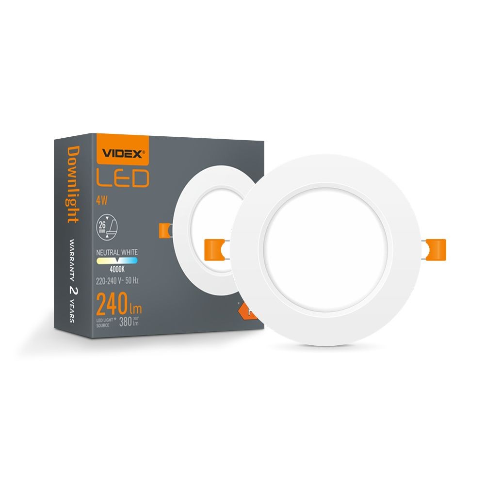 LED downlight 4W - rund, neutralvit, 230V, 380lm, förbrukning 4W - Kulör : Neutral
