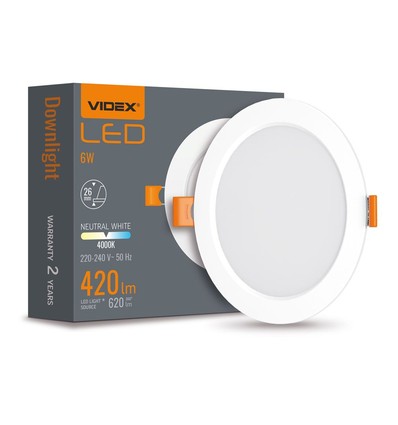 LED downlight 6W - rund, neutralvit, 230V, 620lm