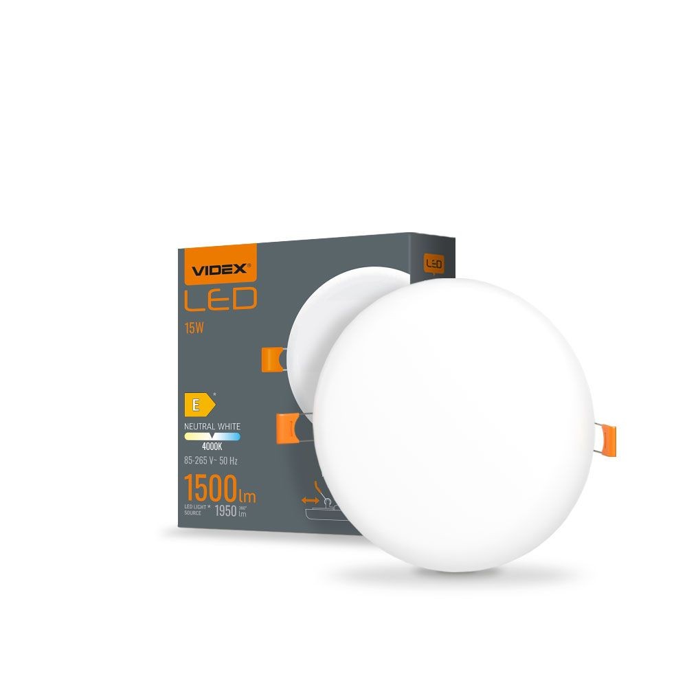 LED infälld spotlight 15W - rund, neutralvit, utan ram, 230V, 1950lm - Kulör : Neutral