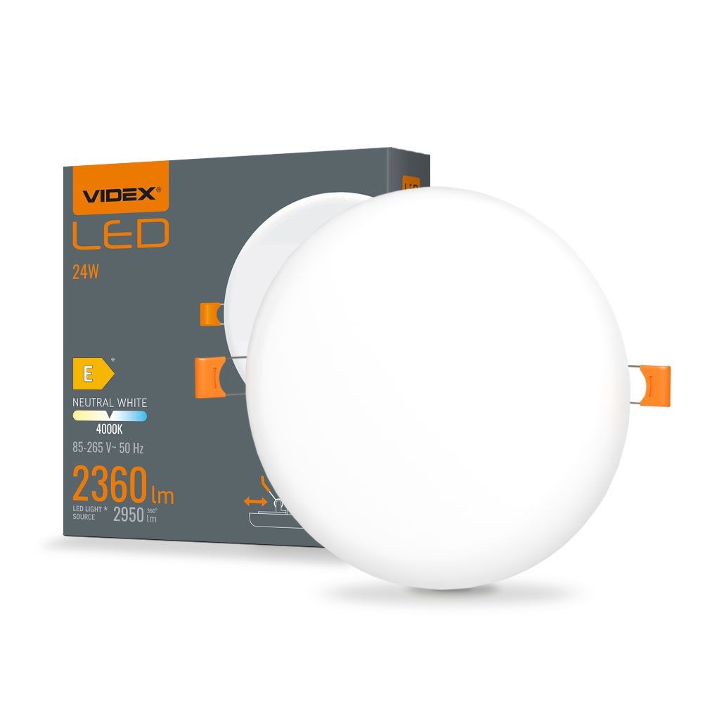 LED infälld spotlight 24W - rund, neutralvit, 230V, 2950lm - Kulör : Neutral