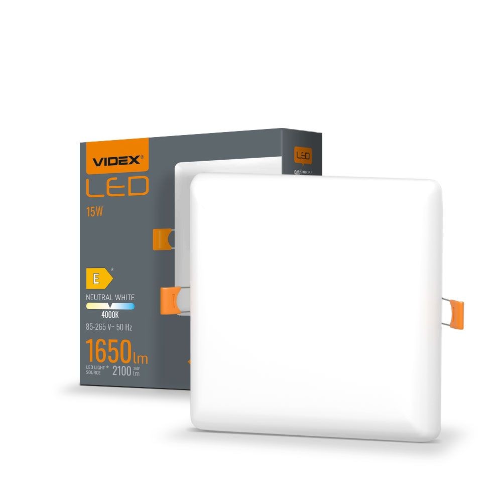 LED downlight 15W - inomhus, fyrkantig, neutralvit, 230V, 2100lm - Kulör : Neutral