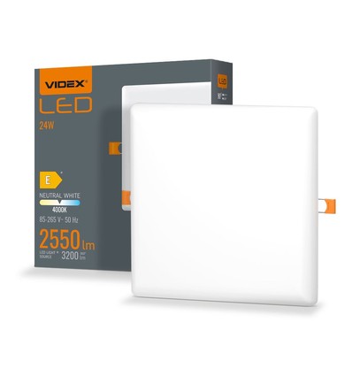 LED infälld spotlight 24W - utan ram, fyrkantig, neutralvit, 230V, 3200lm