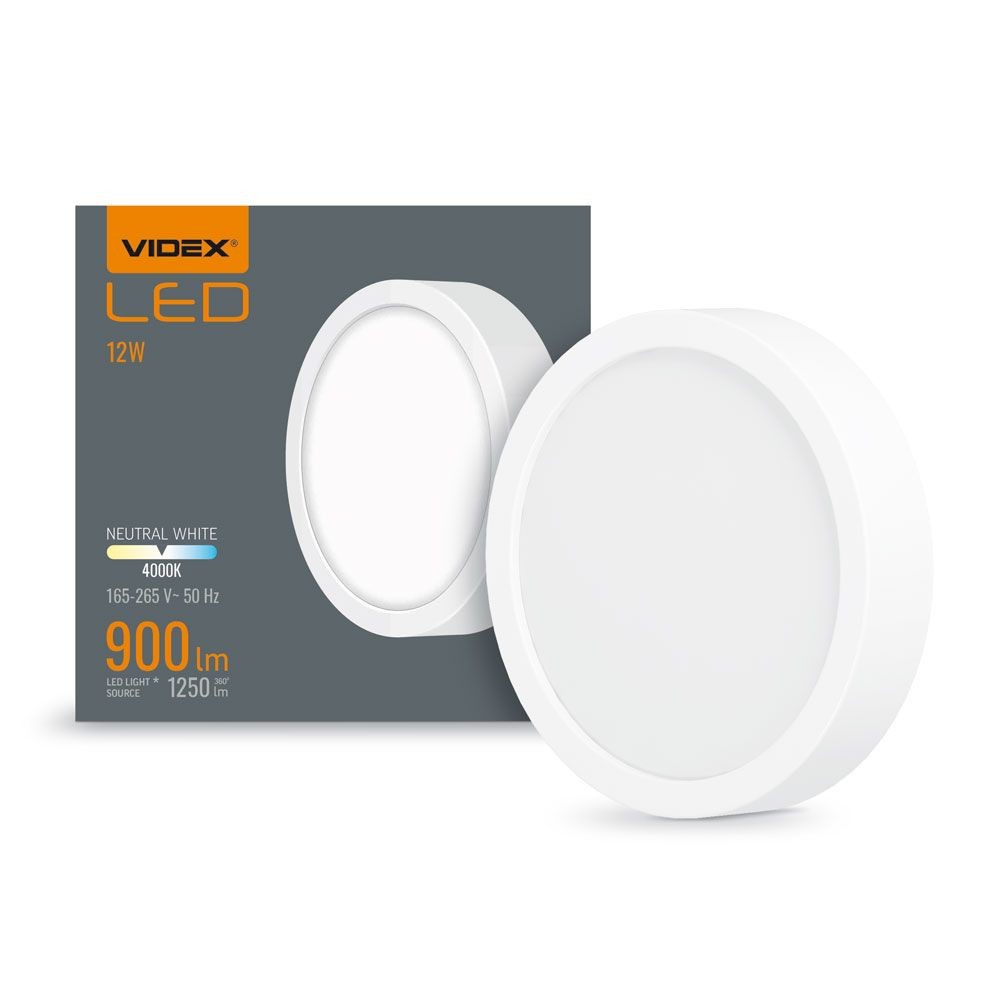 LED taklampa 12W - Rund, neutralvit, 230V, 1250lm - Kulör : Neutral