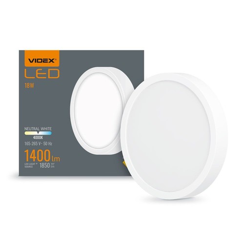 LED taklampa 18W - rund, neutralvit, 230V, 1850lm, förbrukning 18W