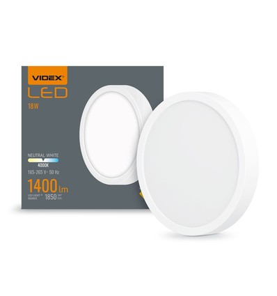 LED taklampa 18W - rund, neutralvit, 230V, 1850lm, förbrukning 18W