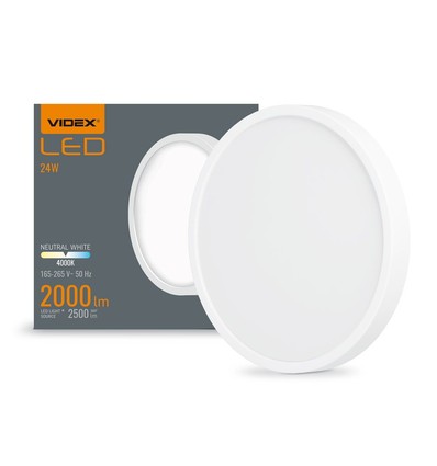 LED taklampa 24W - rund, neutral vit, 230V