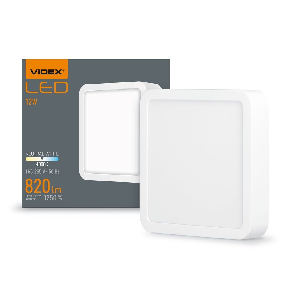 Led Taklampa 12w Fyrkantig Neutralvit 230v Ljusstyrka 1250 Förbrukning 12w Kulör : Neutral