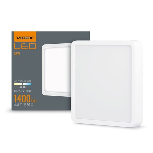 LED taklampa 18W - Fyrkantig, neutralvit, 230V, 1850lm