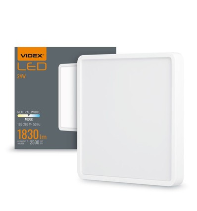 24W LED taklampa - Fyrkantig, neutral vit, 230V