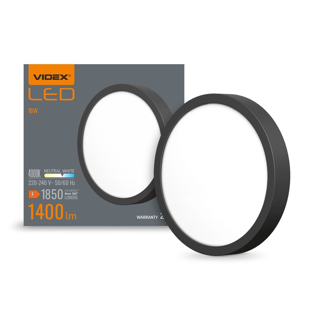 Led Taklampa 18w Rund Svart Neutralvit 230v 1850lm Kulör : Neutral