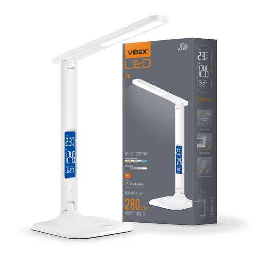 7W LED skrivbordslampa dimbar - Justerbar CCT, 5 ljusstyrkor, vit, flicker free, inkl. adapter