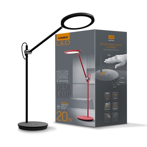 20W LED skrivbordslampa, svart - Dimbar, 1450lm, 4100K, UGR19, timer, touch sensor