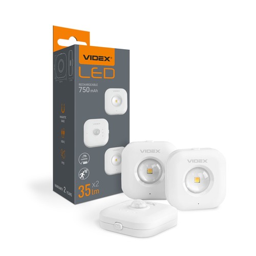 2 st. uppladdningsbara LED-nattlampor - Rörelsesensor, 0.5W