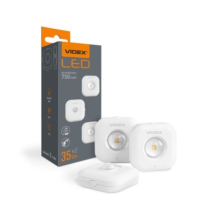 2 st. uppladdningsbara LED nattlampor med sensor, 0,5W - PIR rörelsesensor, 3 ljusfärger, USB-C, magnetisk montering, inomhus