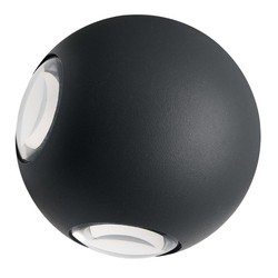 Vägglampor LED-POL 9W grå vägglampa - Rund, IP54 utomhusbruk, 230V, inkl. ljuskälla