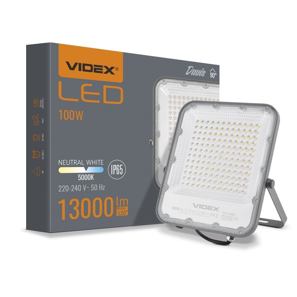 Davis Flood 100W - LED-spotljus, neutralvitt, 230V, ljusstyrka 13000, förbrukning 100 - Kulör : Neutral