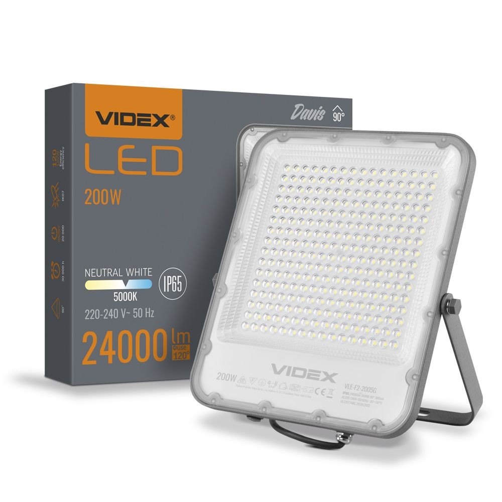 Davis spotlampa 200W - LED, strålkastare, neutralvit, 230V, ljusstyrka 24000, förbrukning 200 - Kulör : Neutral