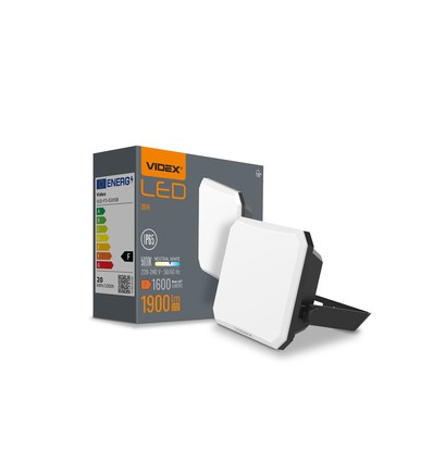 20W LED strålkastare - 1900lm, IP65, svart, utomhus, 5000K