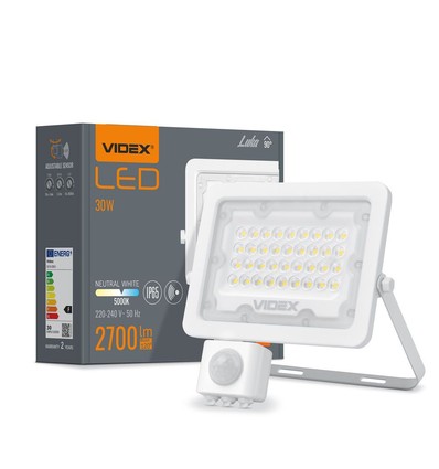 Luca Flood 30W - LED-strålkastare, PIR, neutralvit, 230V, 2700lm, förbrukning 30W