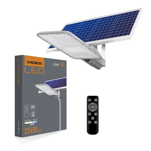 Lana gatlampa 100W - LED, solcell, neutralvit, ljusstyrka: 2500
