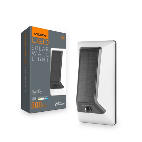 LED vägglampa - solcell, med rörelsesensor, 5000K