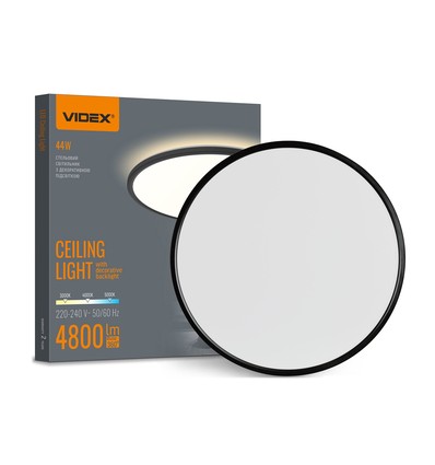 44W LED taklampa med backlight - Ø50cm, IP54, svart, 3-CCT, 109lm/W, inkl. ljuskälla