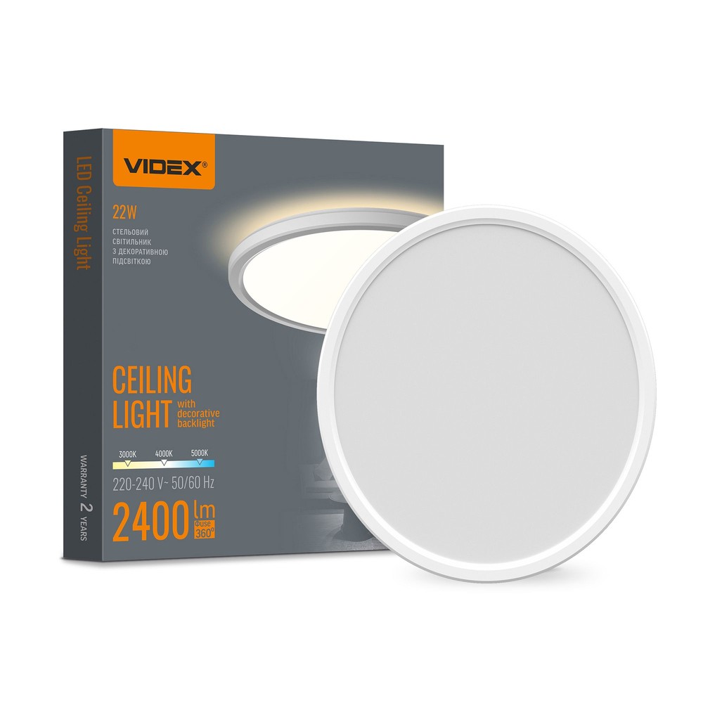 Dl5r Taklampa 22w Led Dekorativ Bakbelysning Cct Justerbar 220v Vit Kulör : Neutral