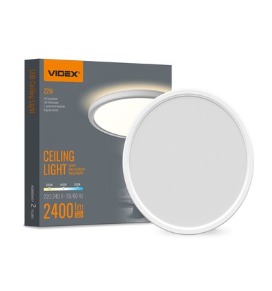 22W Ø29,3cm LED taklampa med bakljus - 2400lm, IP54, CCT ställbar, vit kant, inkl. ljuskälla