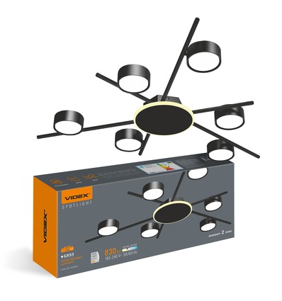 6x GX53 taklampa med backlight, 9W - Svart, 2700K, 830lm, IP20, utan ljuskälla för GX53 sockel