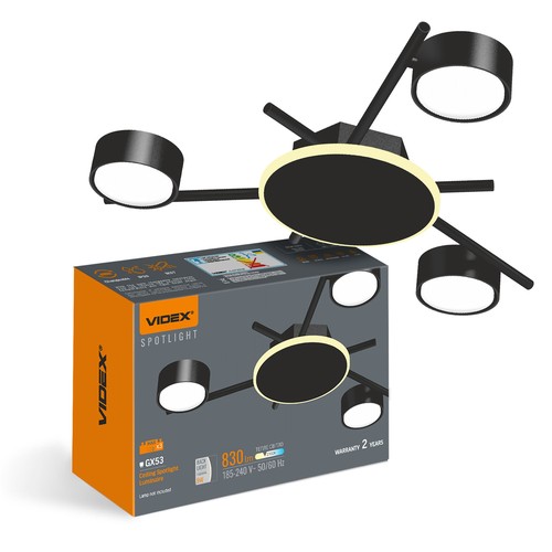 3x GX53 takspot med backlight, svart - 20x8,5cm, IP20, inkl. 9W backlight, utan ljuskälla