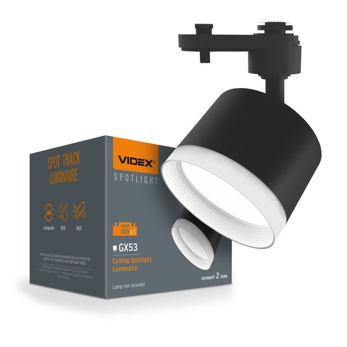 Svart skenspot vit ring med GX53 sockel - 1-fas, utan ljuskälla, 1F2W