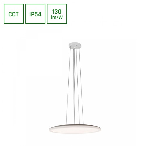 36W Nymphea Flat Duo LED taklampa - 130lm/W, IP54, Ø40cm, CCT, vit kant, inkl. ljuskälla