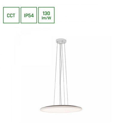 36W Nymphea Flat Duo LED taklampa - 130lm/W, IP54, Ø40cm, CCT, vit kant, inkl. ljuskälla