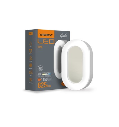 11W Oval vägglampa med sensor - 825lm, 5000K, IP65