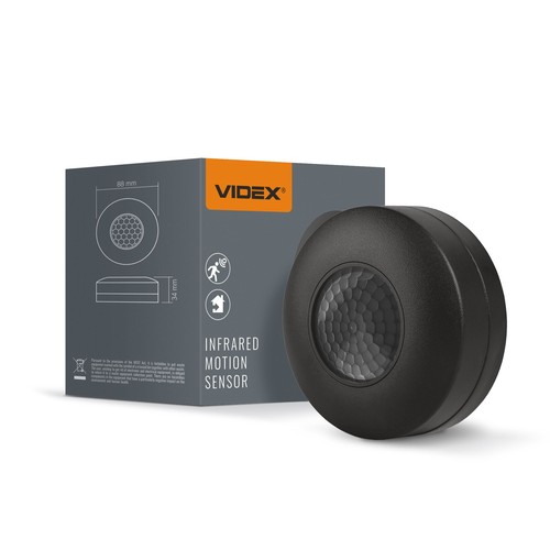 PIR rörelse- och ljussensor - 360 grader, 8m räckvidd, IP20, svart, inomhus