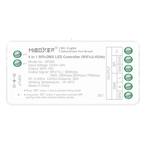 5i1 DMX+SPI+WIFI strip controller - RF, 12V/24V, RGB+CCT